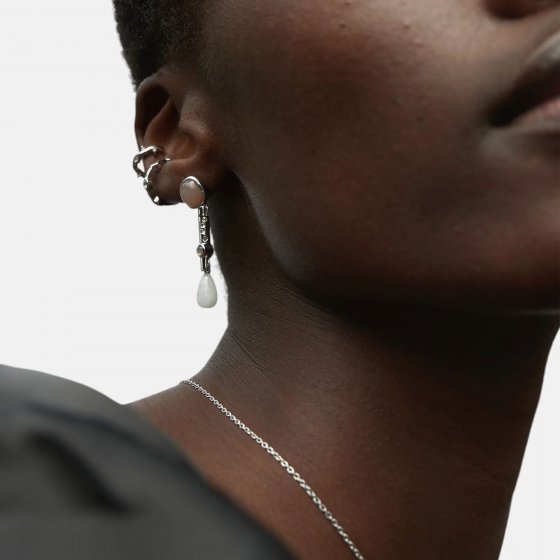 Ohrhänger 925 Sterling Silber rhodiniert Glänzend Topas Mondstein rosa 