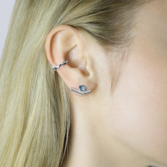 Ohrstecker 925 Sterling Silber rhodiniert Glänzend Topas blau 