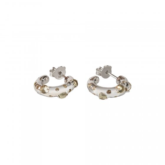 Creolen 925 Sterling Silber rhodiniert Glänzend Amethyst Topas grün 