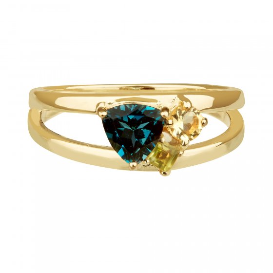 Ring 925 Silber vergoldet Glänzend Topas Peridot Lemonquartz 