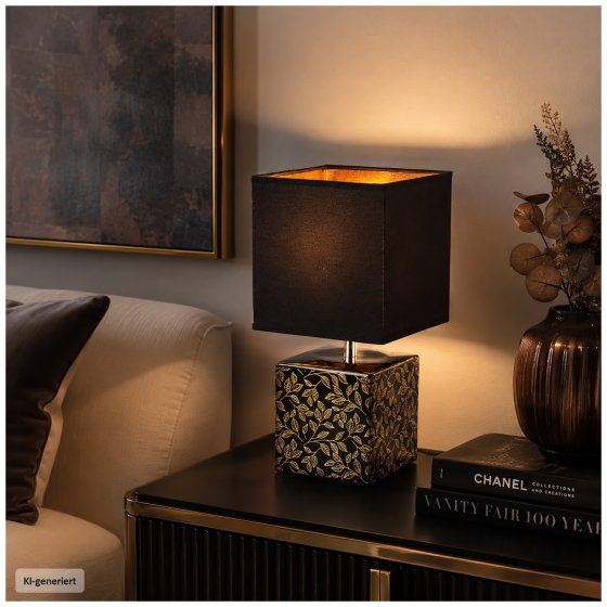 Lampe 35 cm schwarz/gold 
