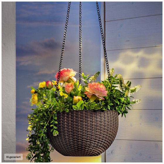 Blumenampel 2er Set Rattanoptik Braun 