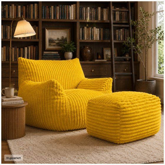 Loungesessel mit Hocker in Gelb 
