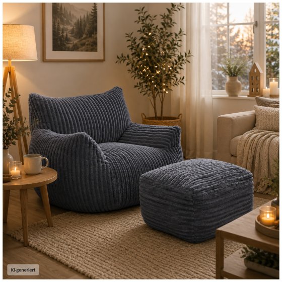 Loungesessel mit Hocker in Grau 