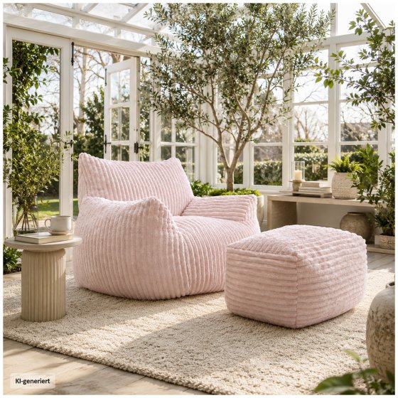 Loungesessel mit Hocker in Rosa 