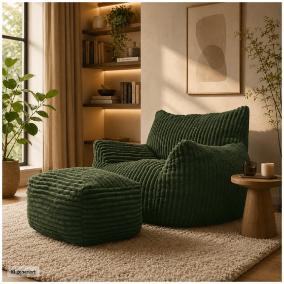 Loungesessel mit Hocker in Grün 