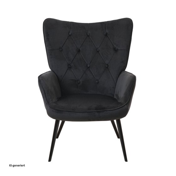 Ohrensessel Freya Velvet Schwarz 