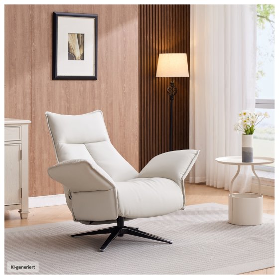 Relaxsessel Edith mit Liegefunktion Kunstleder Creme 