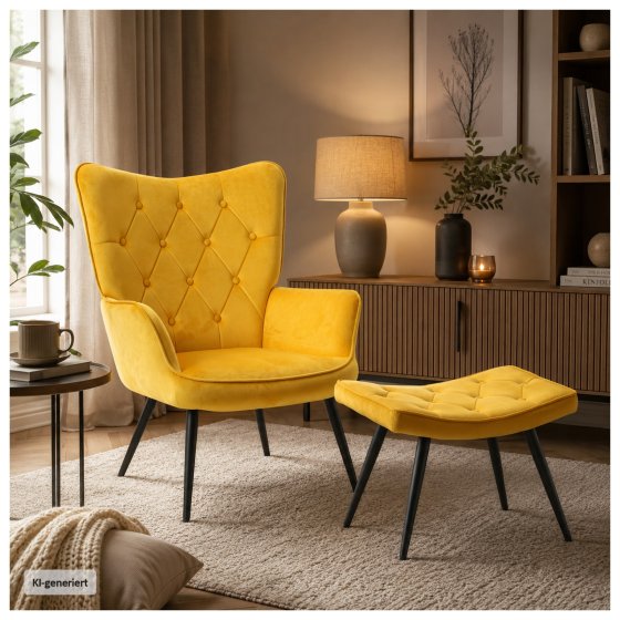 Hocker Freya Velvet Gelb 