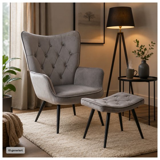 Hocker Freya Velvet Grau 