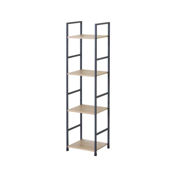 Schmales Standregal mit 4 Ablagen aus Stahl und MDF 