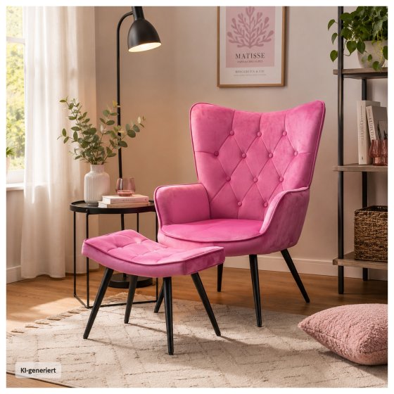 Hocker Freya Velvet Pink 