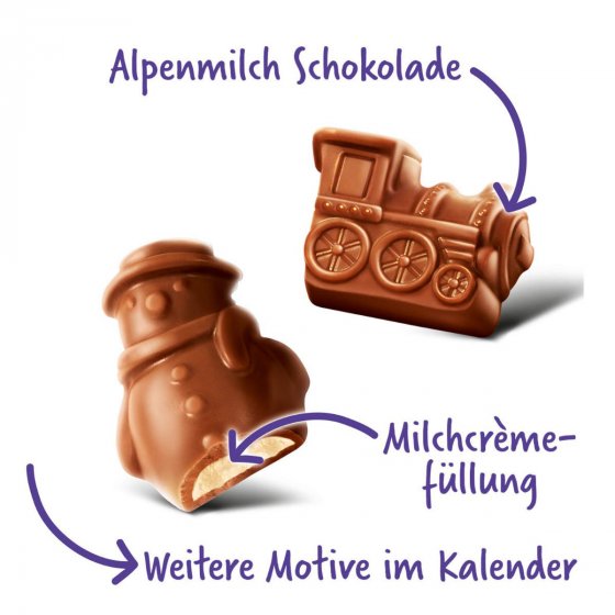 Milka Adventskalender Alpenmilchschokolade mit Milchcremefüllung 200g 