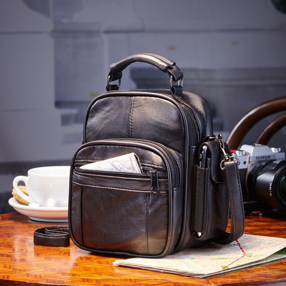 Leder-Herrentasche Schwarz