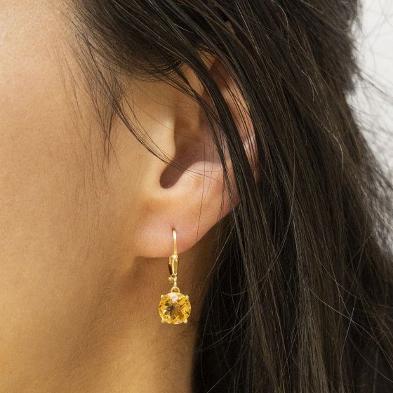 Ohrringe Silber 925 vergoldet mit 2 natürlichen Citrin-Steinen 8mm 