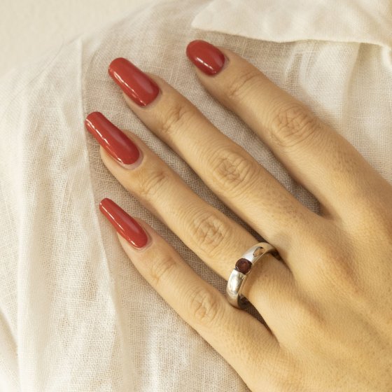 Ring Silber 925 rhodiniert mit echtem Granat 