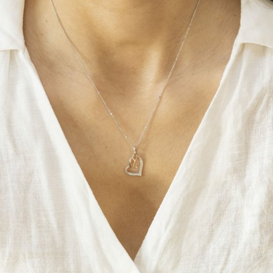 Halskette Silber 925 rhodiniert mit Herz- und Unendlichkeits-Motiv 