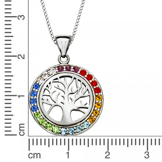 Halskette Silber 925 rhodiniert mit Lebensbaum-Motiv 