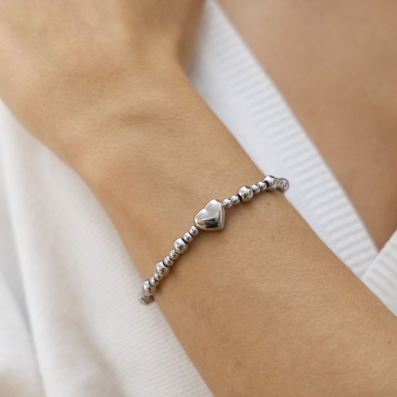 Armband Edelstahl Kugelarmband mit Herz 