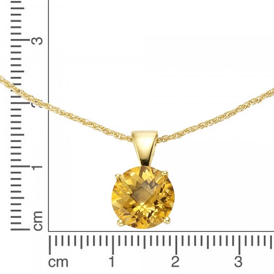 Halskette Silber 925 vergoldet 45/42cm lang mit echtem Citrin 10mm 