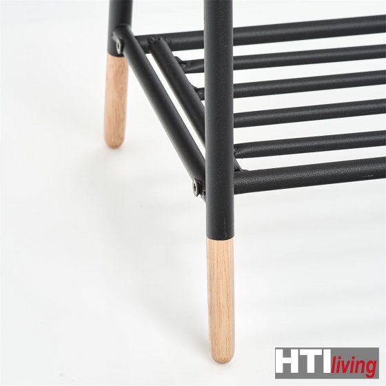 Handtuchständer Metall, Holz Schwarz