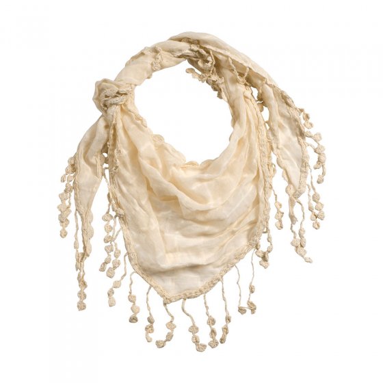 Schal,Spitzen-Fransenmix,offwh | Offwhite