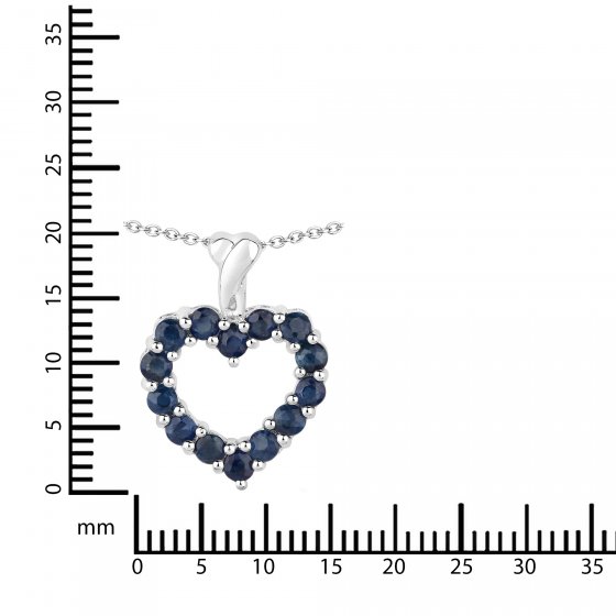 Anhänger mit Kette 925 Sterling Silber rhodiniert Safir 
