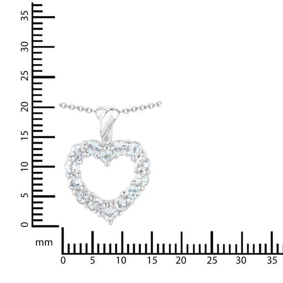 Anhänger mit Kette 925 Sterling Silber rhodiniert Aquamarine 