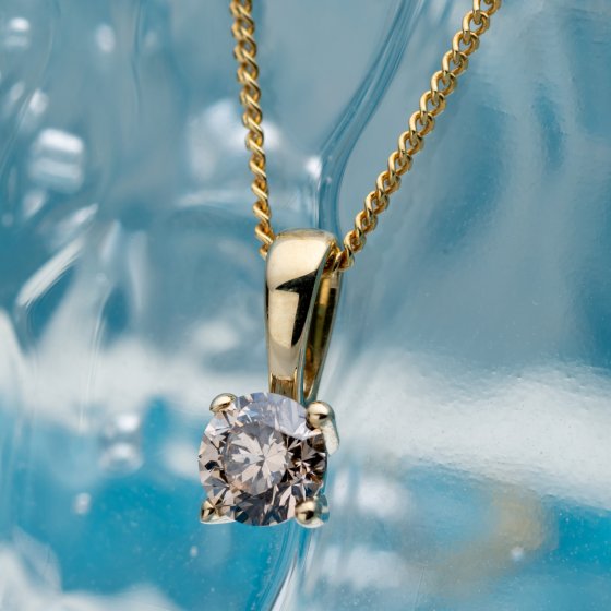 Anhänger 585/- Gelbgold 1 Brill. 0,25ct. braun 