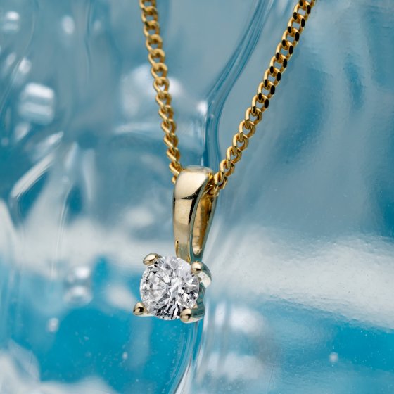 Anhänger 585/- Gelbgold glanz 1 Brill. 0,10ct. H/P2 