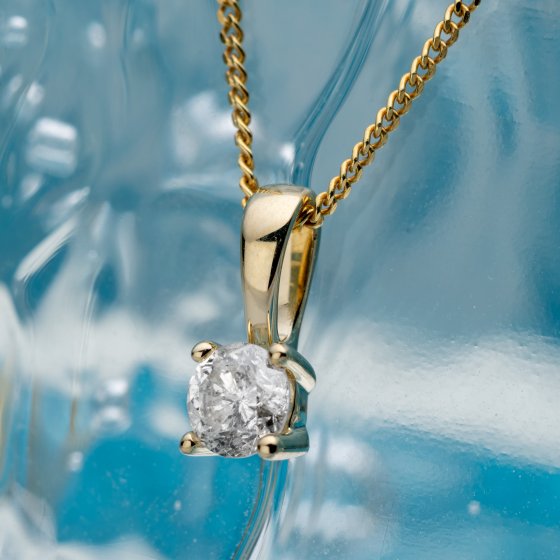 Anhänger 585/- Gelbgold Brill. 0,25ct. weiß 