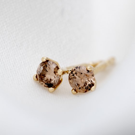 Ohrstecker 585/- Gelbgold 2 Brill. 0,25 ct. braun 