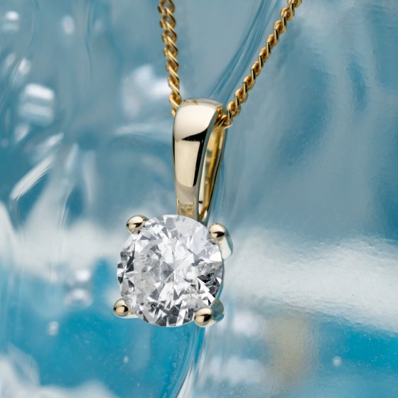 Anhänger 585/- Gelbgold 1 Brill. 0,50 ct. H/P2 