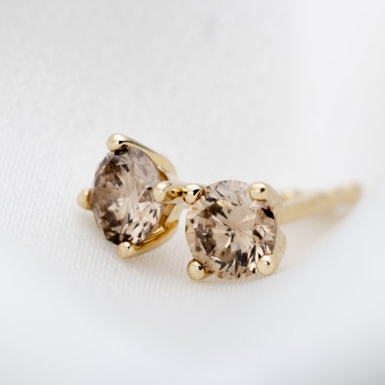 Ohrstecker 585/- Gelbgold 2 Brill. 0,50 t. braun 