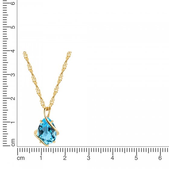 Anhänger mit Kette 375/- Gelbgold Swiss Blautopas 