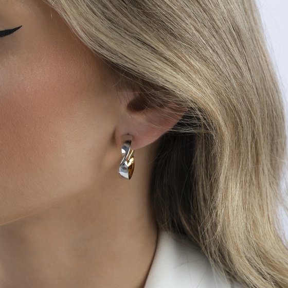 Klappcreolen 925/- Sterling Silber rhodiniert und vergoldet 