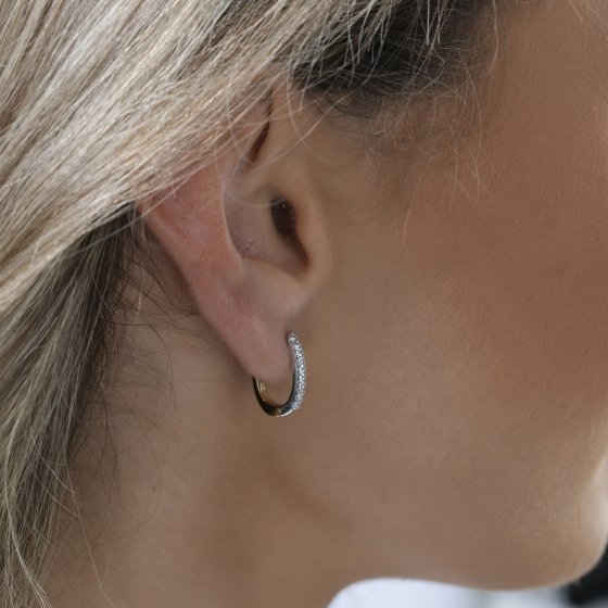 Klappcreolen 925/- Sterling Silber rhodiniert und vergoldet Zirkonia 