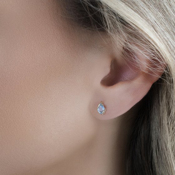 Ohrstecker 375/- Gelbgold glanz Blautopas 