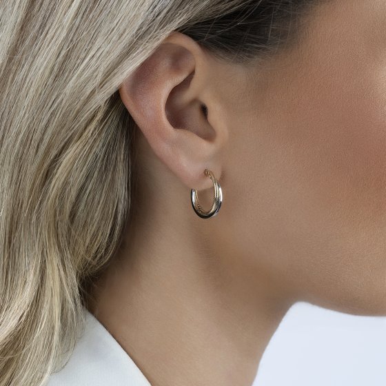 Creolen 375/- Gelbgold bicolor 2-reihig 