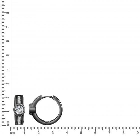 Creolen 925 Sterling Silber rhodiniert/schwarz Zirkonia 