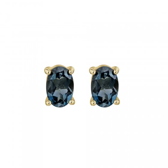 Ohrstecker 375 Gelbgold Blautopas 