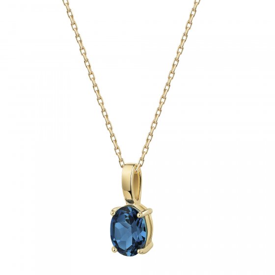 Anhänger mit Kette 375 Gelbgold Blautopas (beh) 
