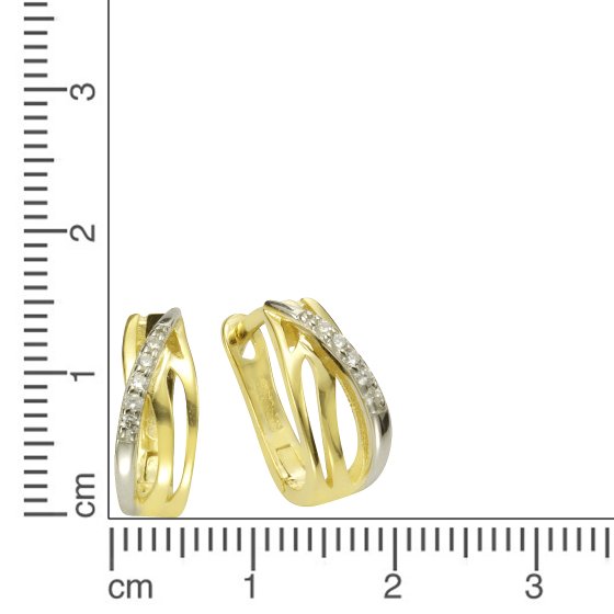 Ohrringe Silber 925 vergoldet mit 10x Zirkonia weiß 