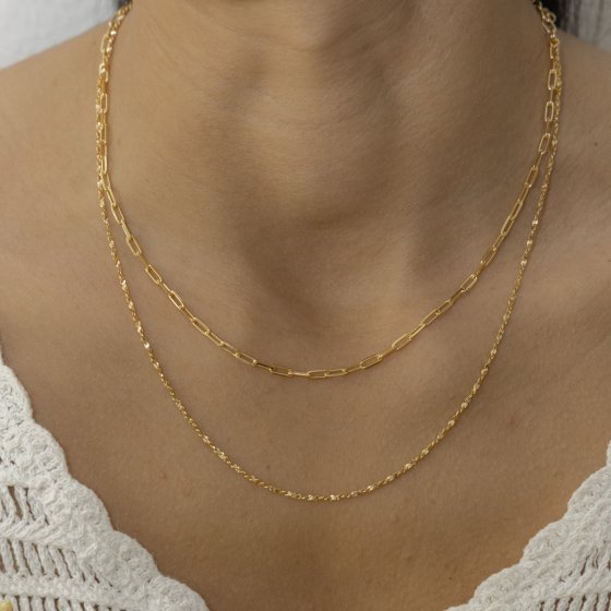 Collier 925 Sterling Silber vergoldet Layering  zweifach 