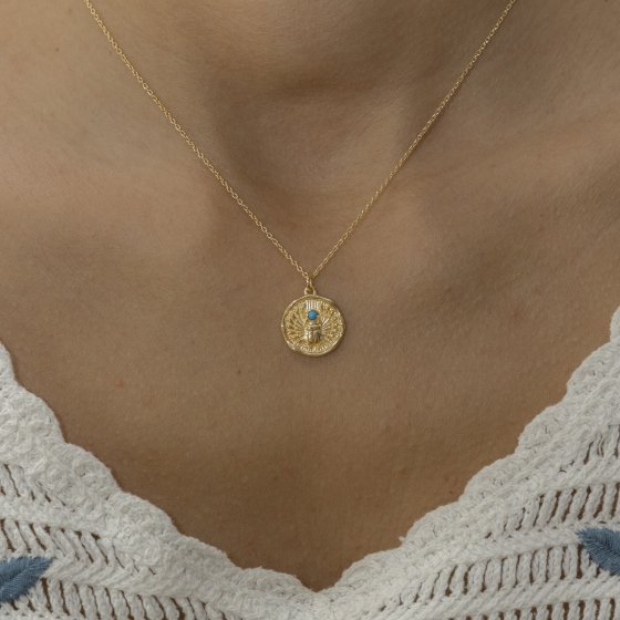 Anhänger mit Kette 925 Silber vergoldet mit Türkis 