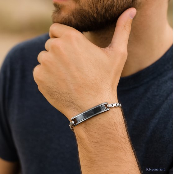 Armband Edelstahl Schildband zweifarbig 