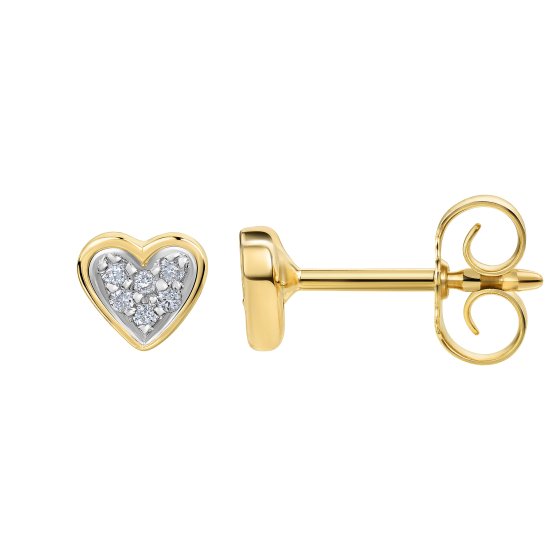 Ohrstecker 585/- Gelbgold bicolor 12 Brill. 0,052ct. Herz 