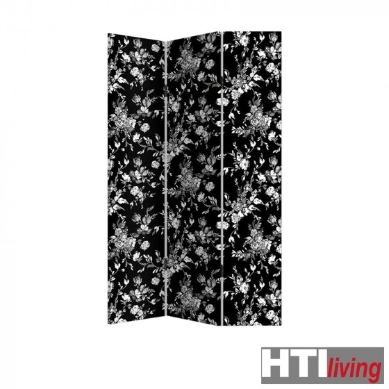 Paravent Blumen Black and White