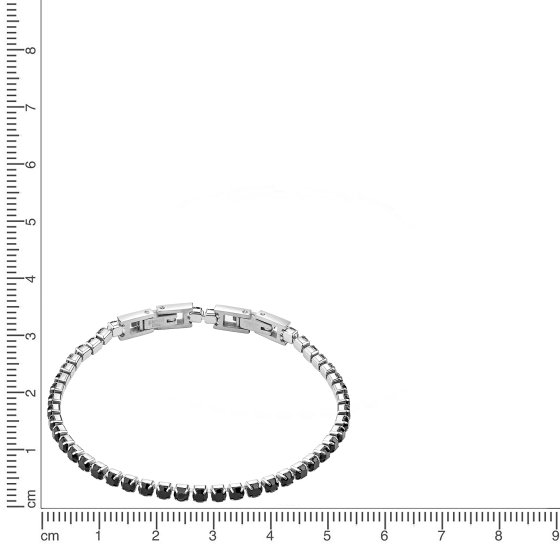 Armband Edelstahl Kristalle schwarz 