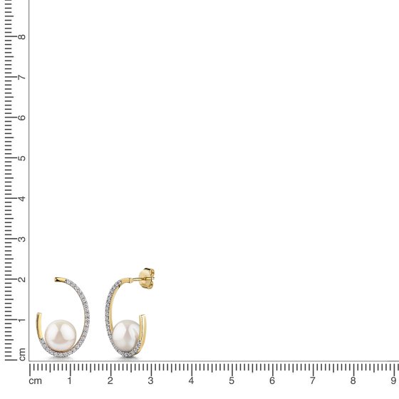 Ohrstecker 585/- Gelbgold bicolor Weißtopas und Perle 